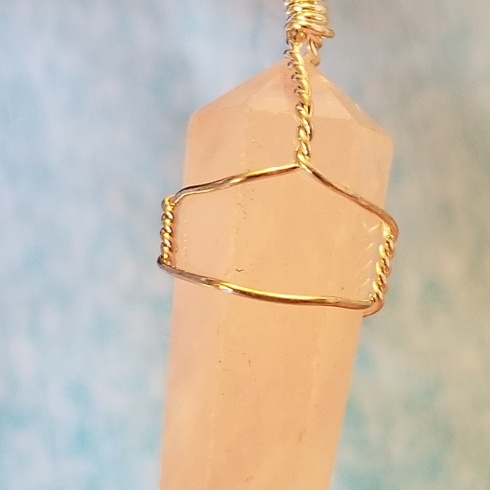 NWT Pink Quartz Sterling WireWrap Pendnt - Picture 5 of 8